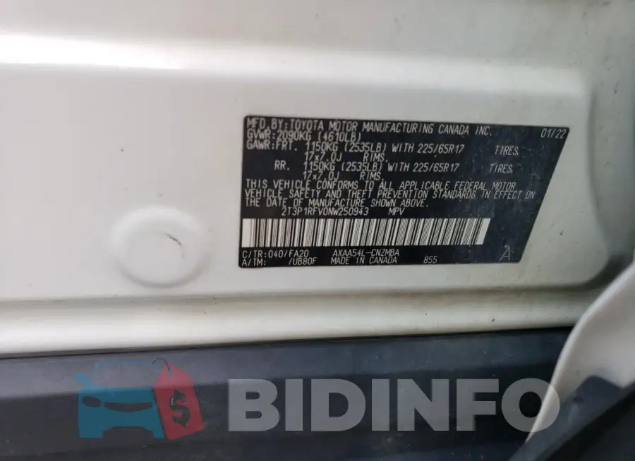 2T3P1RFV0NW250943 Photo# 13