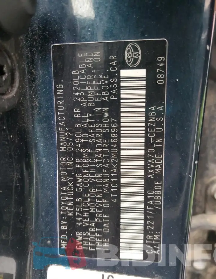 4T1C11AK2MU468967 Photo# 12