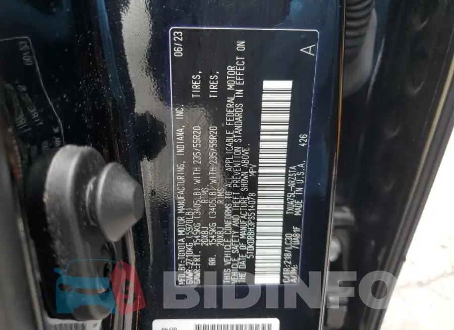 5TDKDRBH3PS514078 Photo# 13