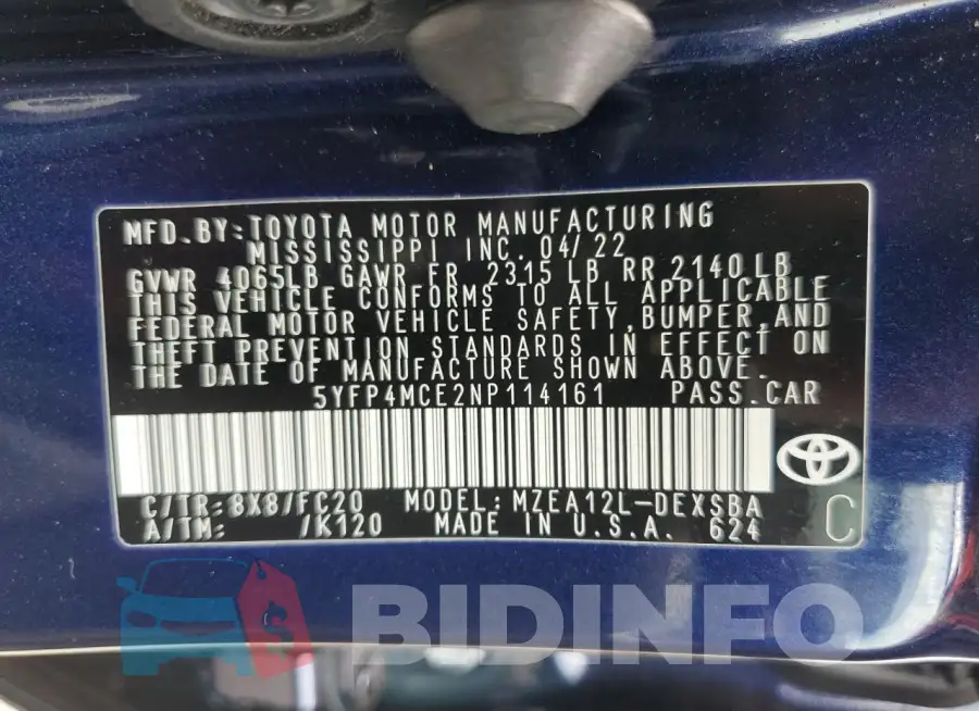 5YFP4MCE2NP114161 Photo# 12