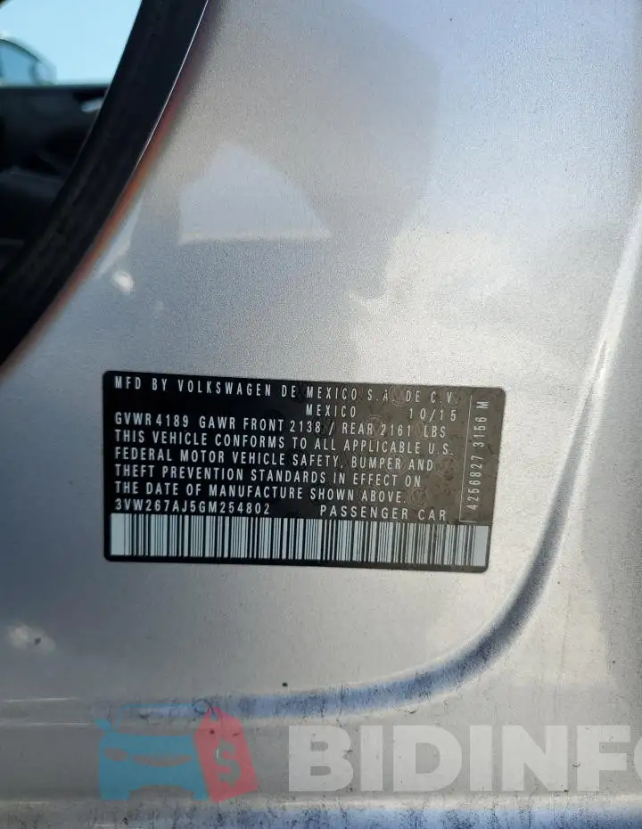 3VW267AJ5GM254802 Photo# 12