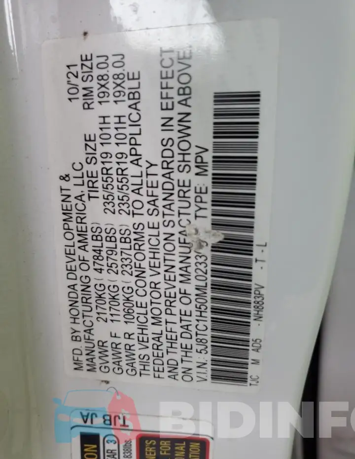 5J8TC1H50ML023309 Photo# 13