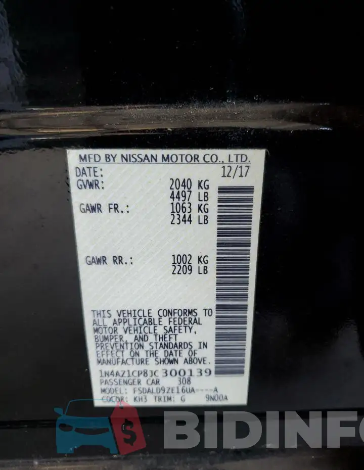 1N4AZ1CP8JC300139 Photo# 13