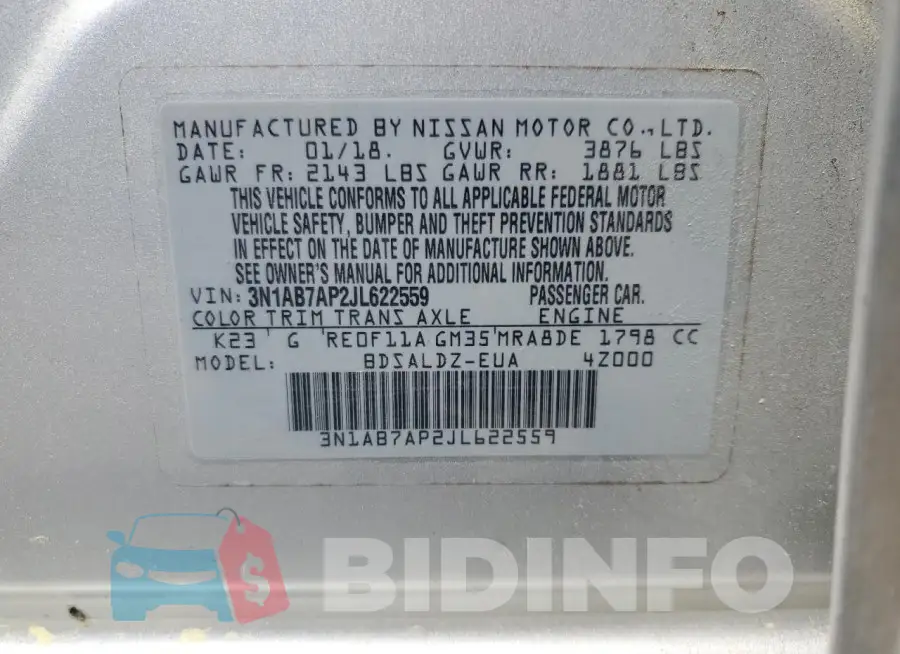 3N1AB7AP2JL622559 Photo# 12