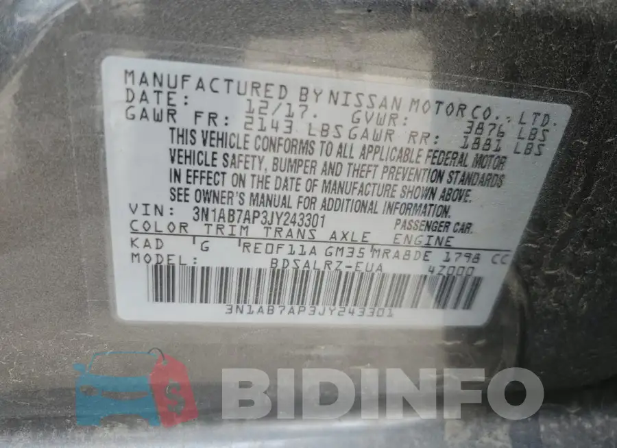 3N1AB7AP3JY243301 Photo# 12