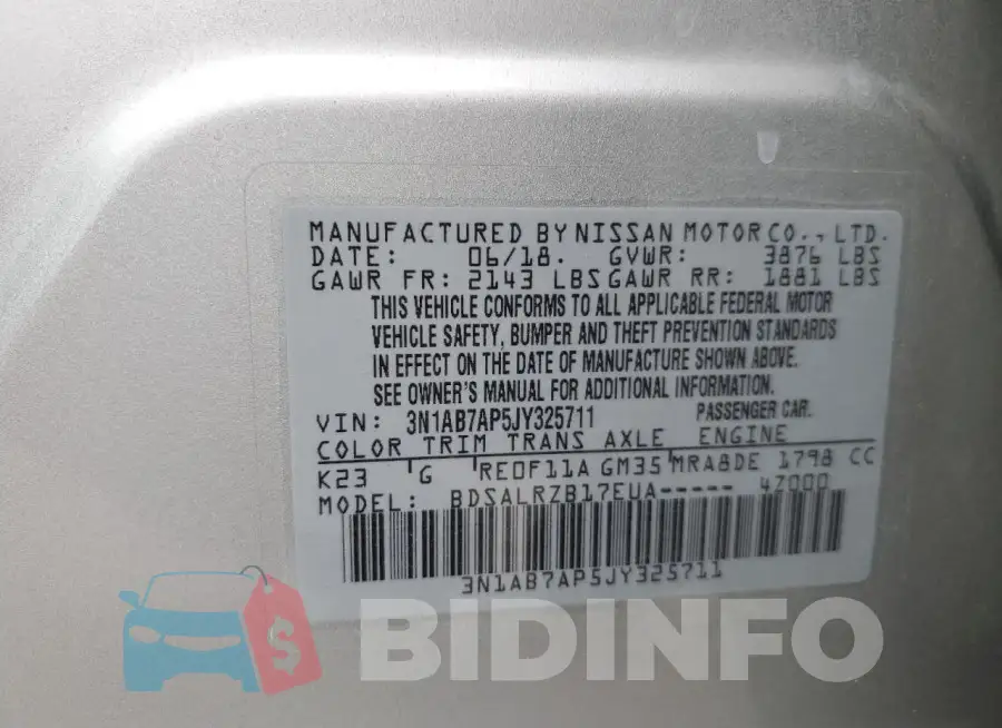 3N1AB7AP5JY325711 Photo# 12