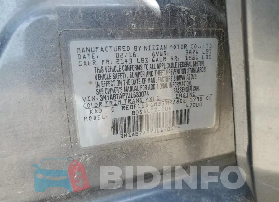 3N1AB7AP7JL630074 Photo# 12