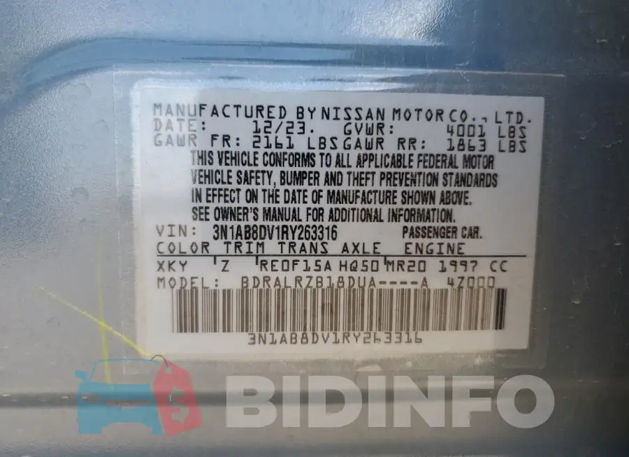 3N1AB8DV1RY263316 Photo# 12