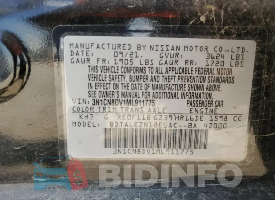 3N1CN8DV1ML911775 Photo# 13