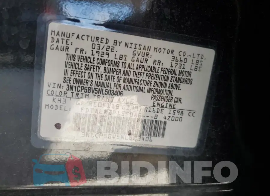 3N1CP5BV5NL503406 Photo# 13