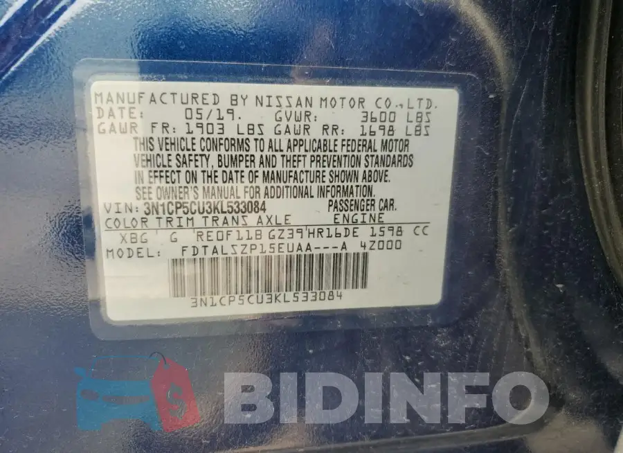 3N1CP5CU3KL533084 Photo# 12
