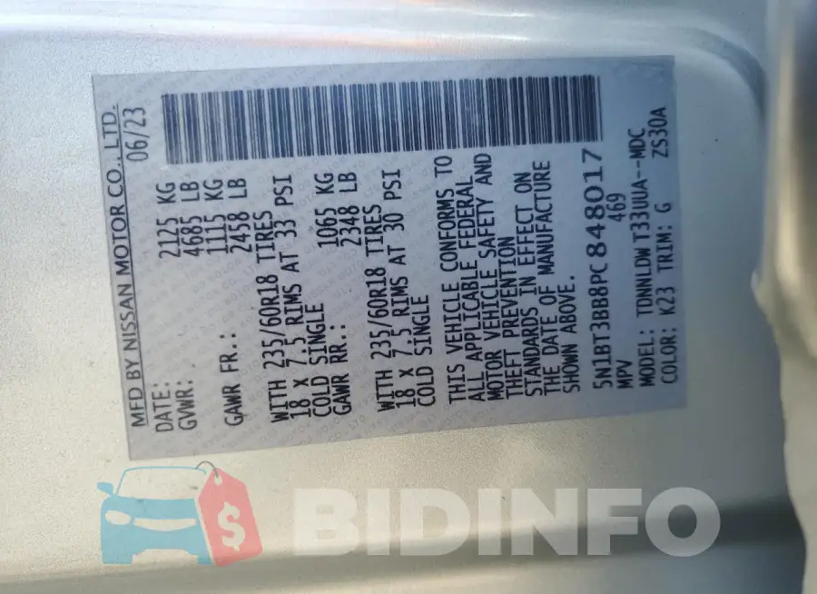 5N1BT3BB8PC848017 Photo# 13