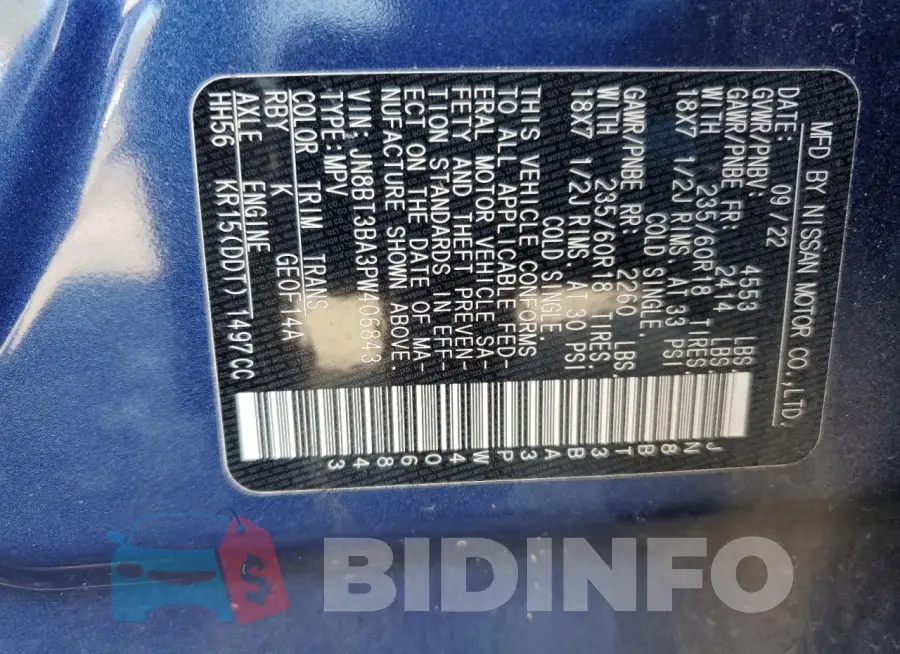 JN8BT3BA3PW406843 Photo# 13