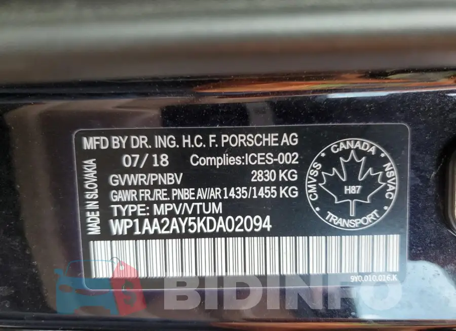 WP1AA2AY5KDA02094 Photo# 14