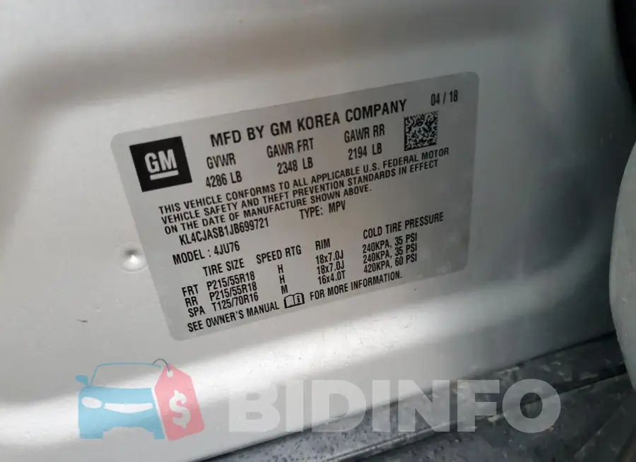 KL4CJASB1JB699721 Photo# 13