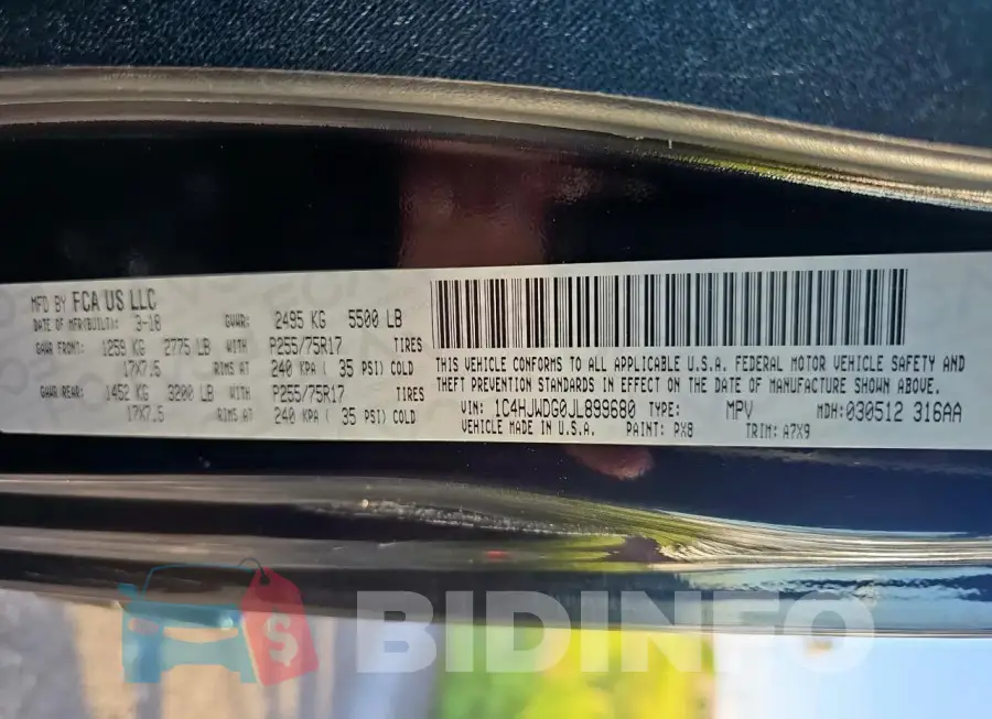 1C4HJWDG0JL899680 Photo# 10