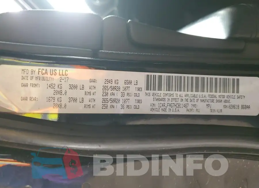 1C4RJFAG7HC811467 Photo# 12