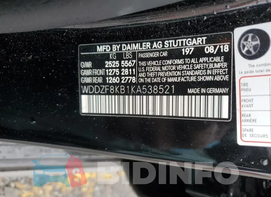 WDDZF8KB1KA538521 Photo# 12
