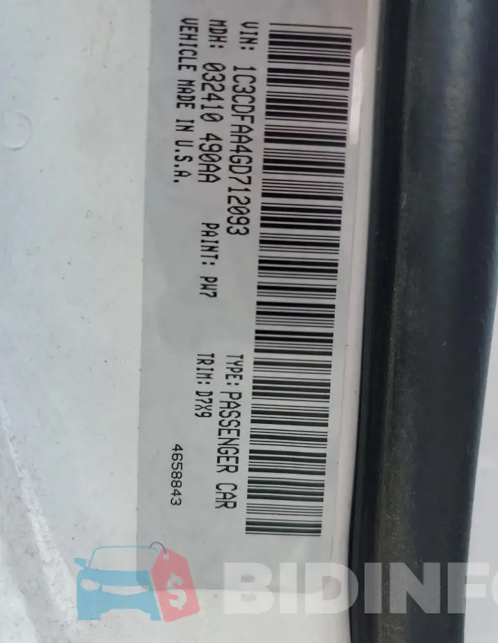 1C3CDFAA4GD712093 Photo# 12