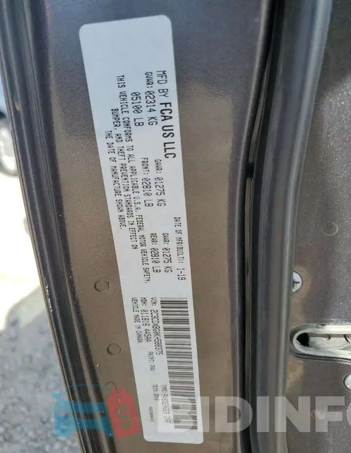 2C3CDXBG0KH588375 Photo# 12