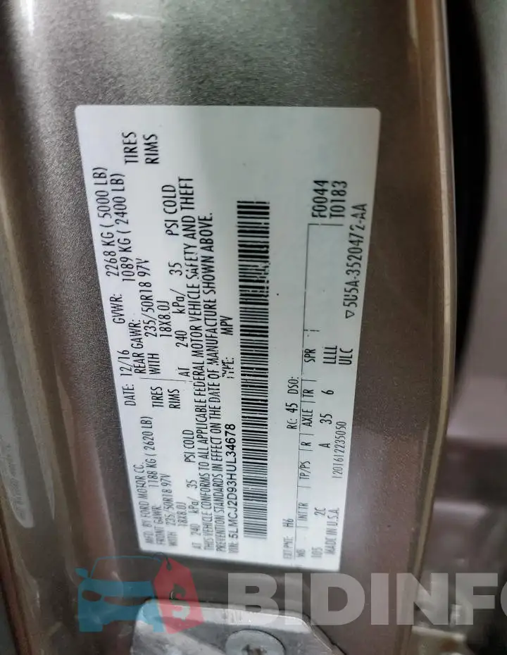 5LMCJ2D93HUL34678 Photo# 13