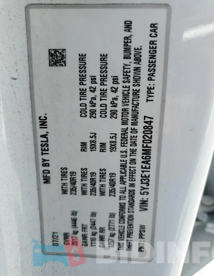 5YJ3E1EA6MF020847 Photo# 12