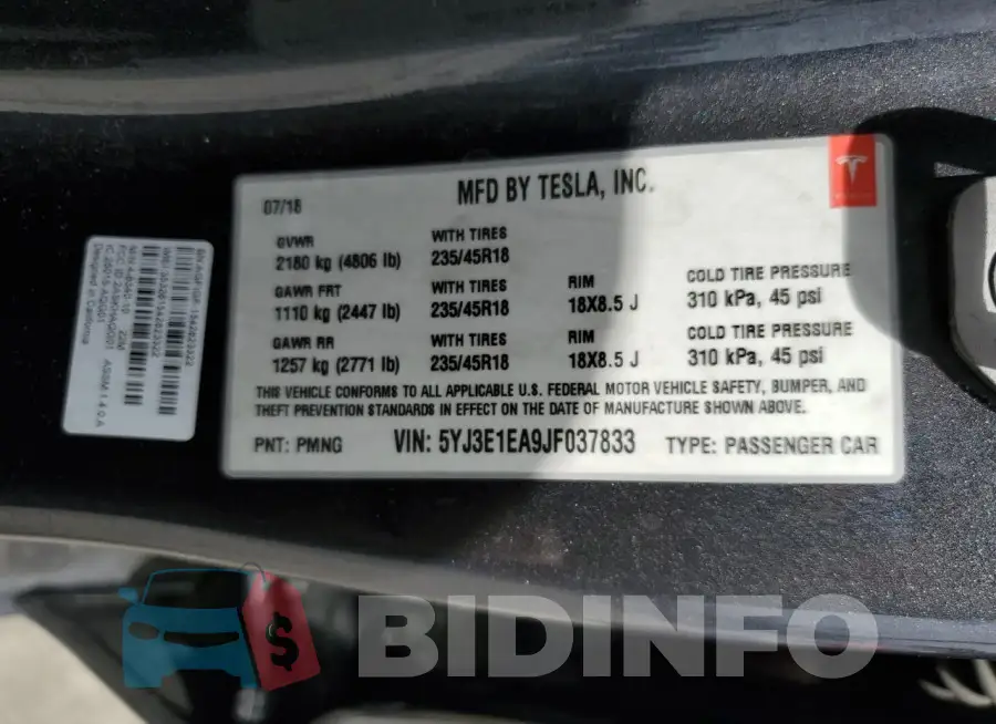 5YJ3E1EA9JF037833 Photo# 12