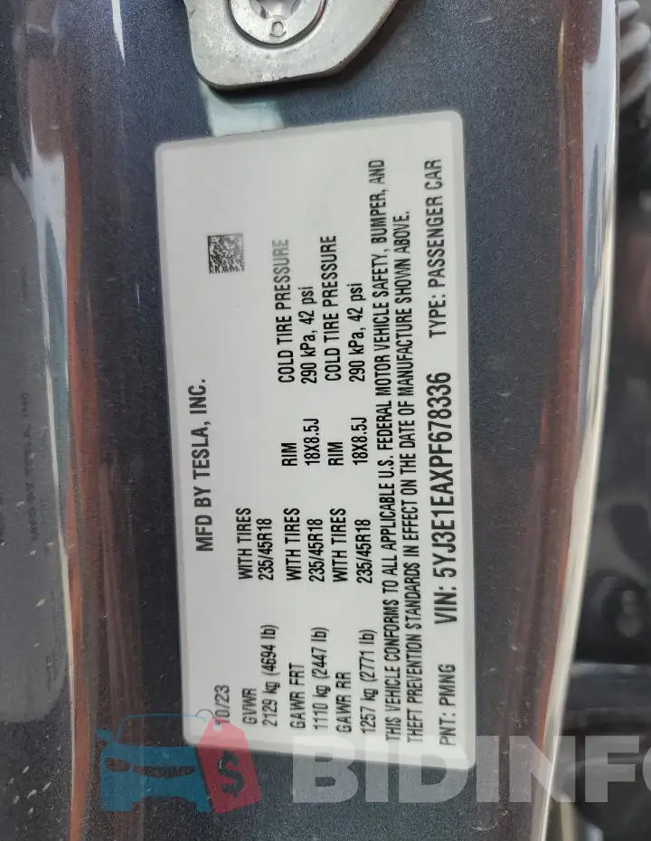5YJ3E1EAXPF678336 Photo# 13