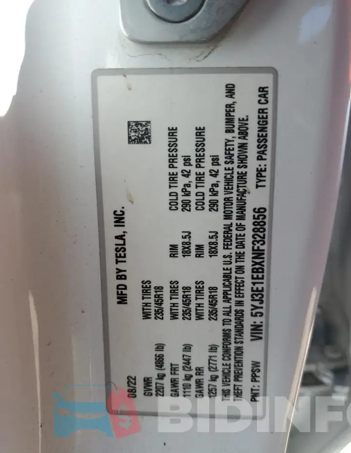 5YJ3E1EBXNF328856 Photo# 12