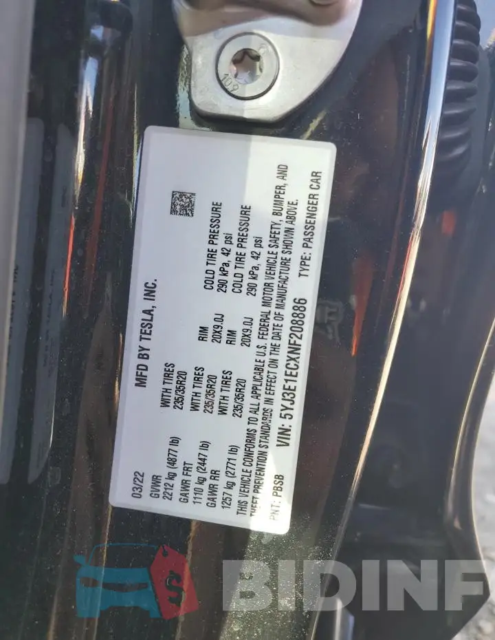 5YJ3E1ECXNF208886 Photo# 12