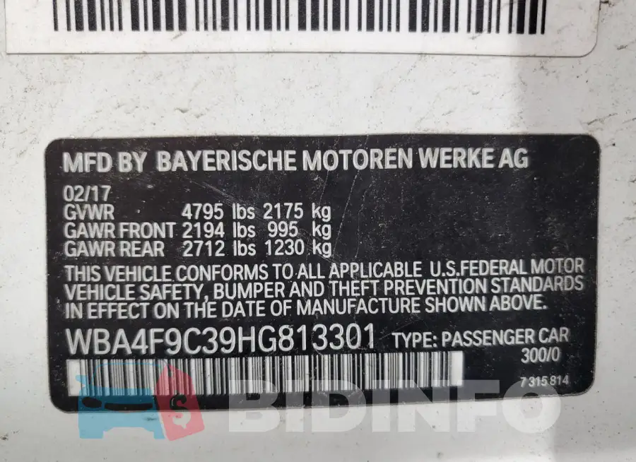 WBA4F9C39HG813301 Photo# 12