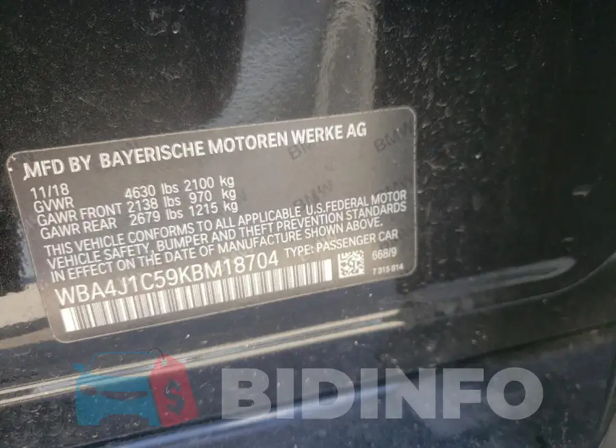 WBA4J1C59KBM18704 Photo# 12