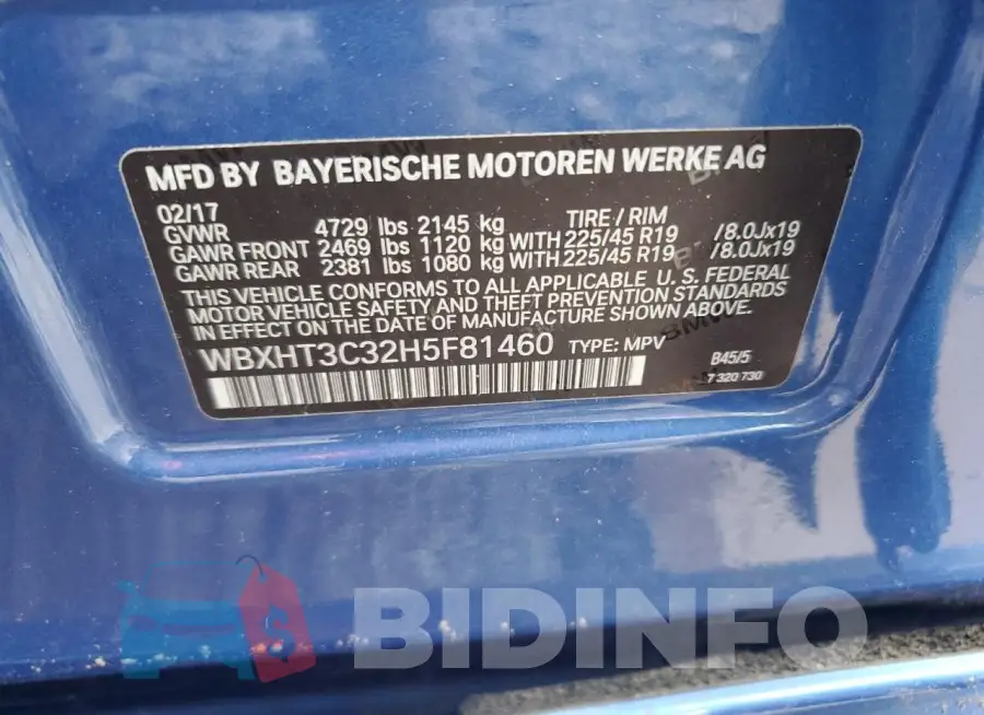 WBXHT3C32H5F81460 Photo# 12