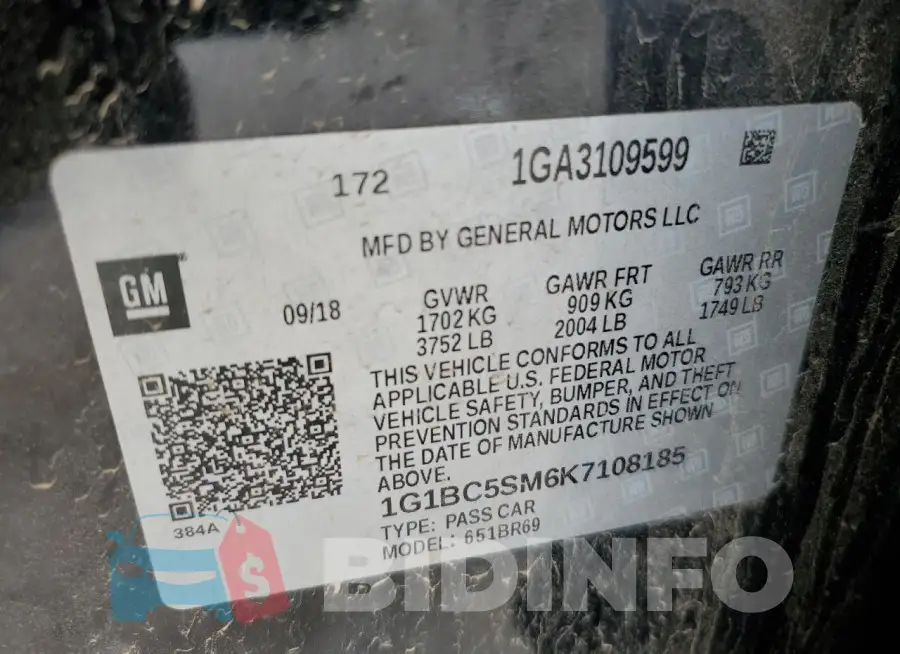 1G1BC5SM6K7108185 Photo# 12