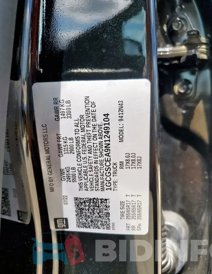1GCGSCEA9N1249104 Photo# 12
