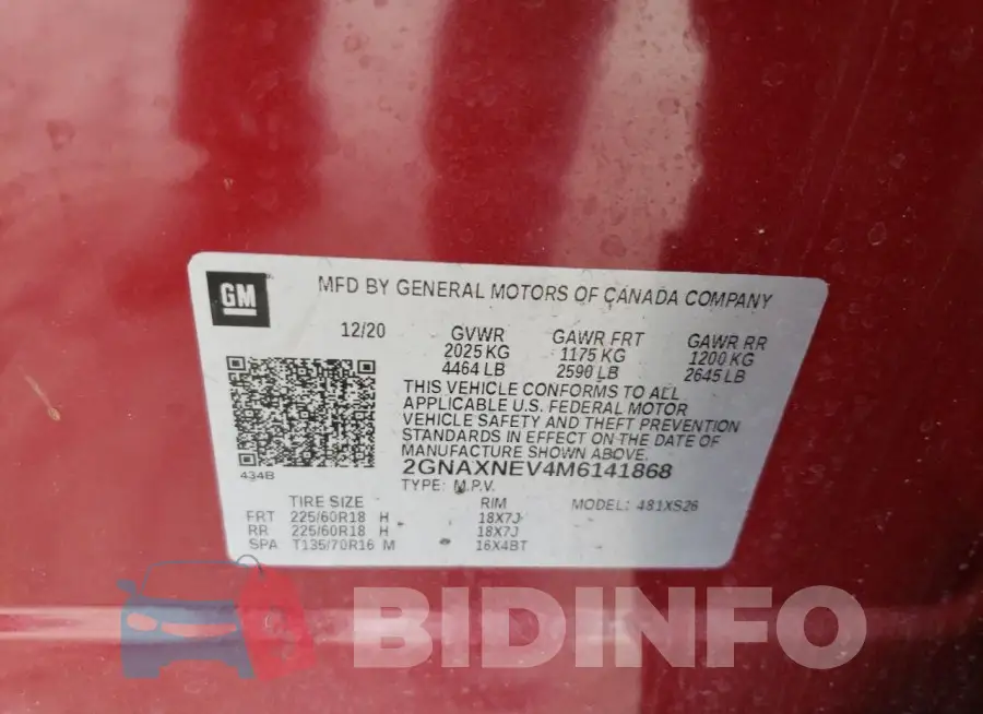 2GNAXNEV4M6141868 Photo# 13