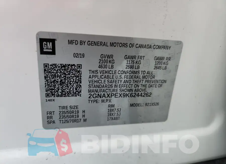 2GNAXPEX9K6244262 Photo# 13
