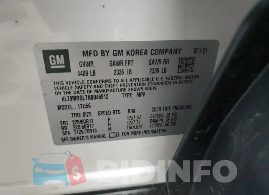 KL79MRSL7NB046912 Photo# 13