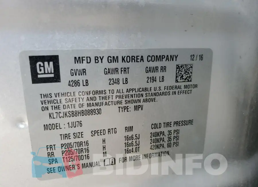KL7CJKSB8HB088930 Photo# 13