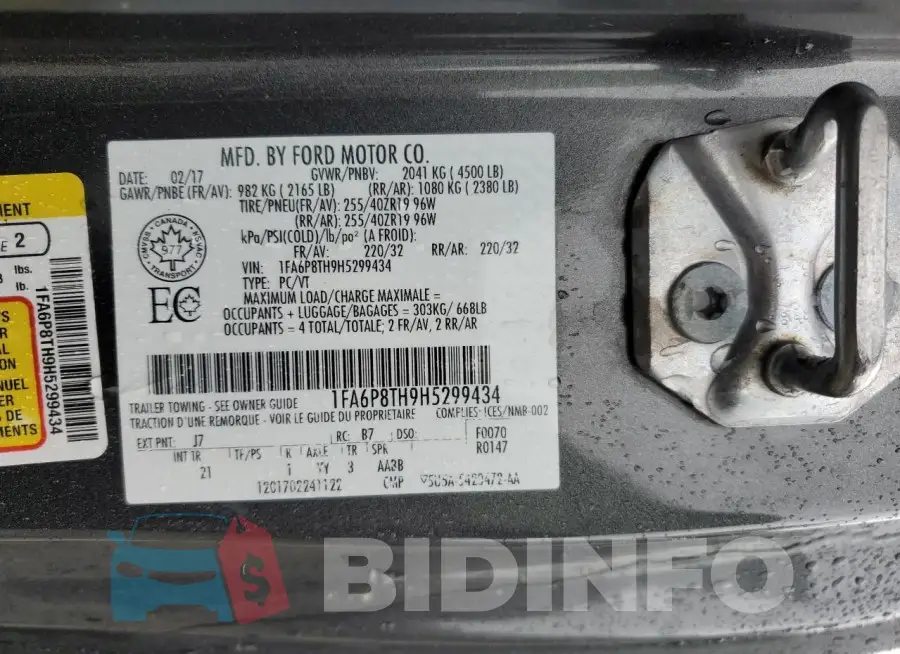 1FA6P8TH9H5299434 Photo# 14