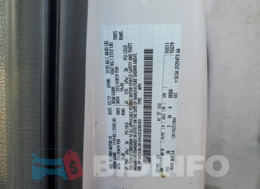 1FMCU9J91HUD25050 Photo# 13