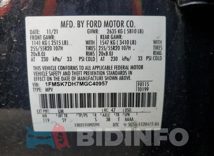 1FMSK7DH7MGC40957 Photo# 13