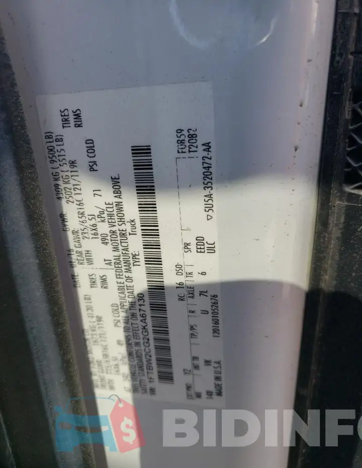 1FTBW2CG2GKA67130 Photo# 13