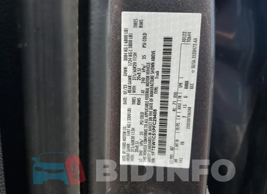 1FTEW1C51PFC29408 Photo# 13