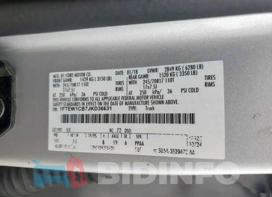 1FTEW1CB7JKD36631 Photo# 12