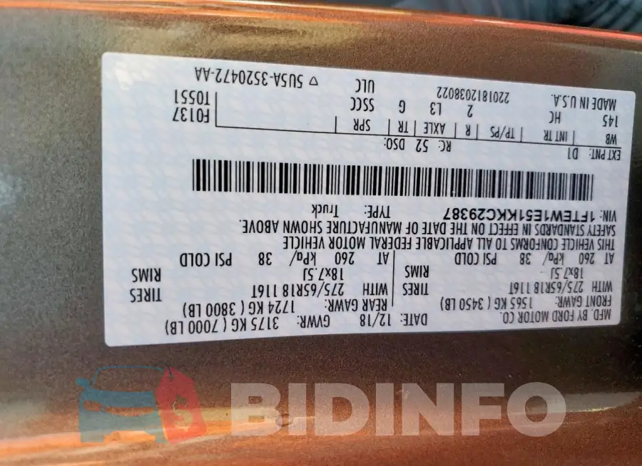 1FTEW1E51KKC29387 Photo# 12