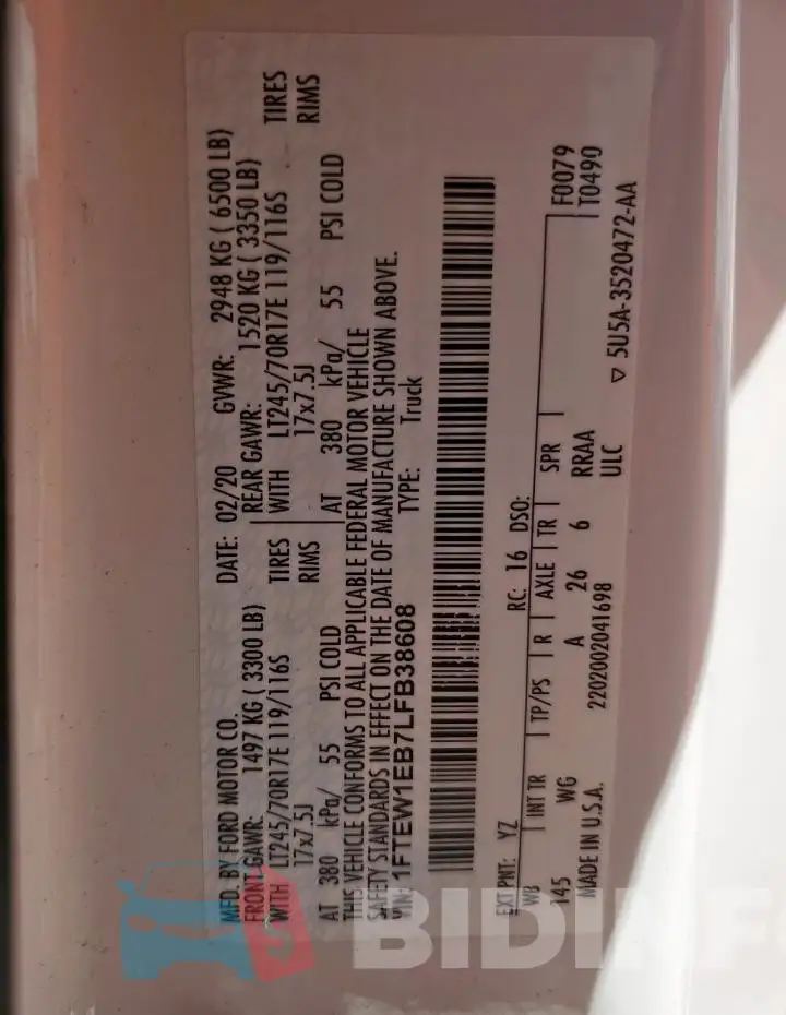 1FTEW1EB7LFB38608 Photo# 13