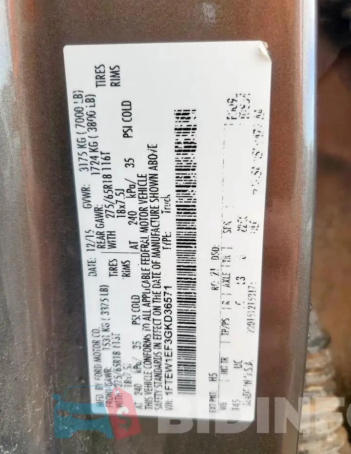 1FTEW1EF3GKD36571 Photo# 12