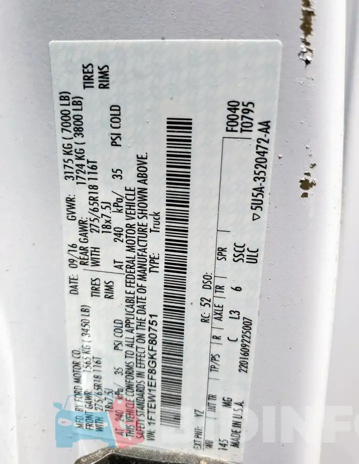 1FTEW1EF8GKF80751 Photo# 13