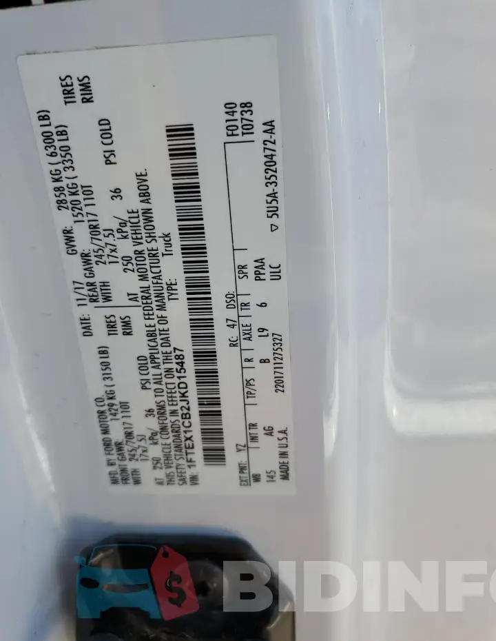 1FTEX1CB2JKD15487 Photo# 13